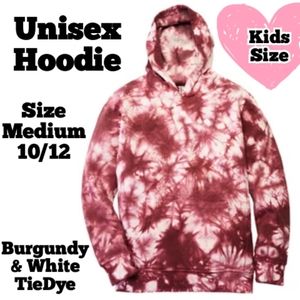 Kids Unisex Hoodie Tie Dye Hooded Sweatshirt - Burgundy